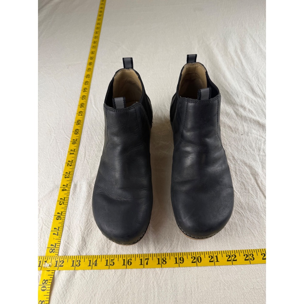Dansko Ankle Boots Women 39 Black Leather Chelsea Block Heel 9433021600
